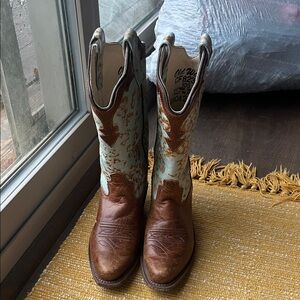 Old West Brown and Blue Kids Boots